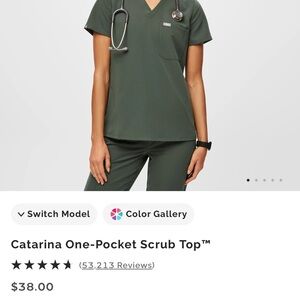Catarina One-Pocket Scrub Top - Green